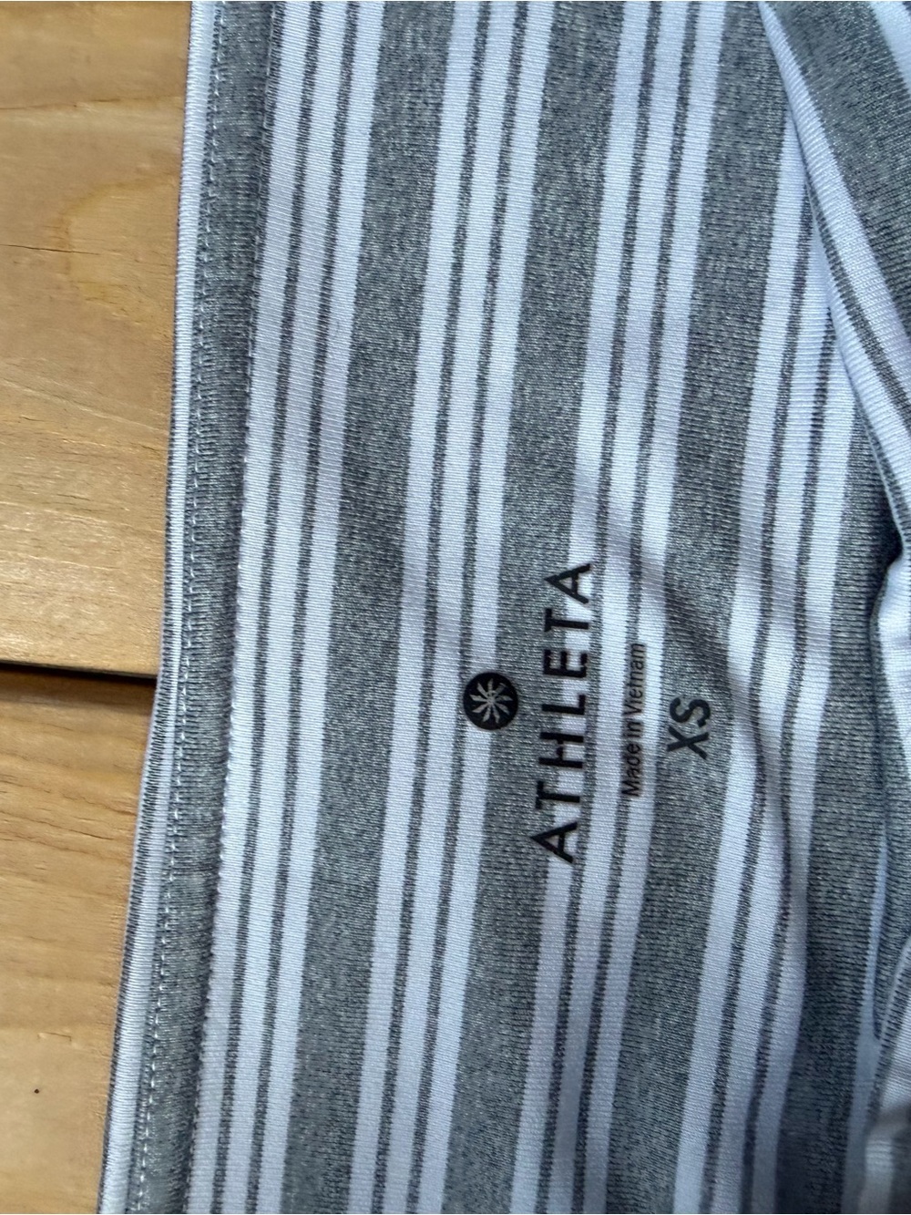 Athleta Gray and White Striped Leggings - XS